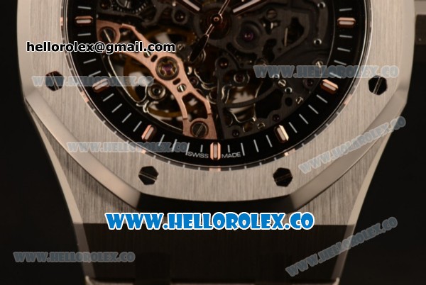 Audemars Piguet Royal Oak Skeleton Asia 2813 Automatic Steel Case with Skeleton Dial White Stick Markers and Steel Bracelet - Click Image to Close